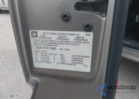 2002 Chevrolet Silverado 1500 Ls z USA, uszkodzony, nr VIN 2GCEC19T121118405